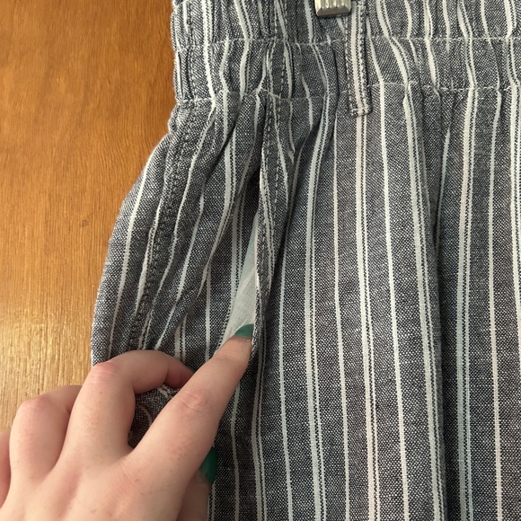Briggs Blue Striped Linen Blend‎ Pull On Pants Casual Wide Leg Womens Large NEW - Picture 6 of 12